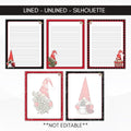 lined buffalo plaid christmas gnome stationery set